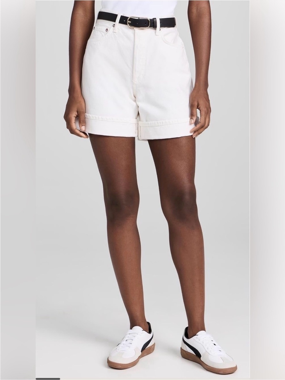 Agolde Dame White High-Rise Rolled Hem Women's Shorts
